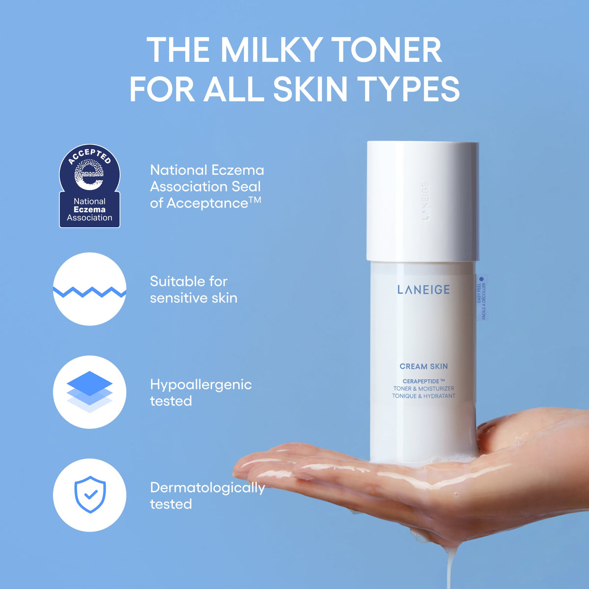 Cream Skin Milky Toner with Ceramides & Peptides for Nourishing Hydration Skincare for Your Outdoor Plans