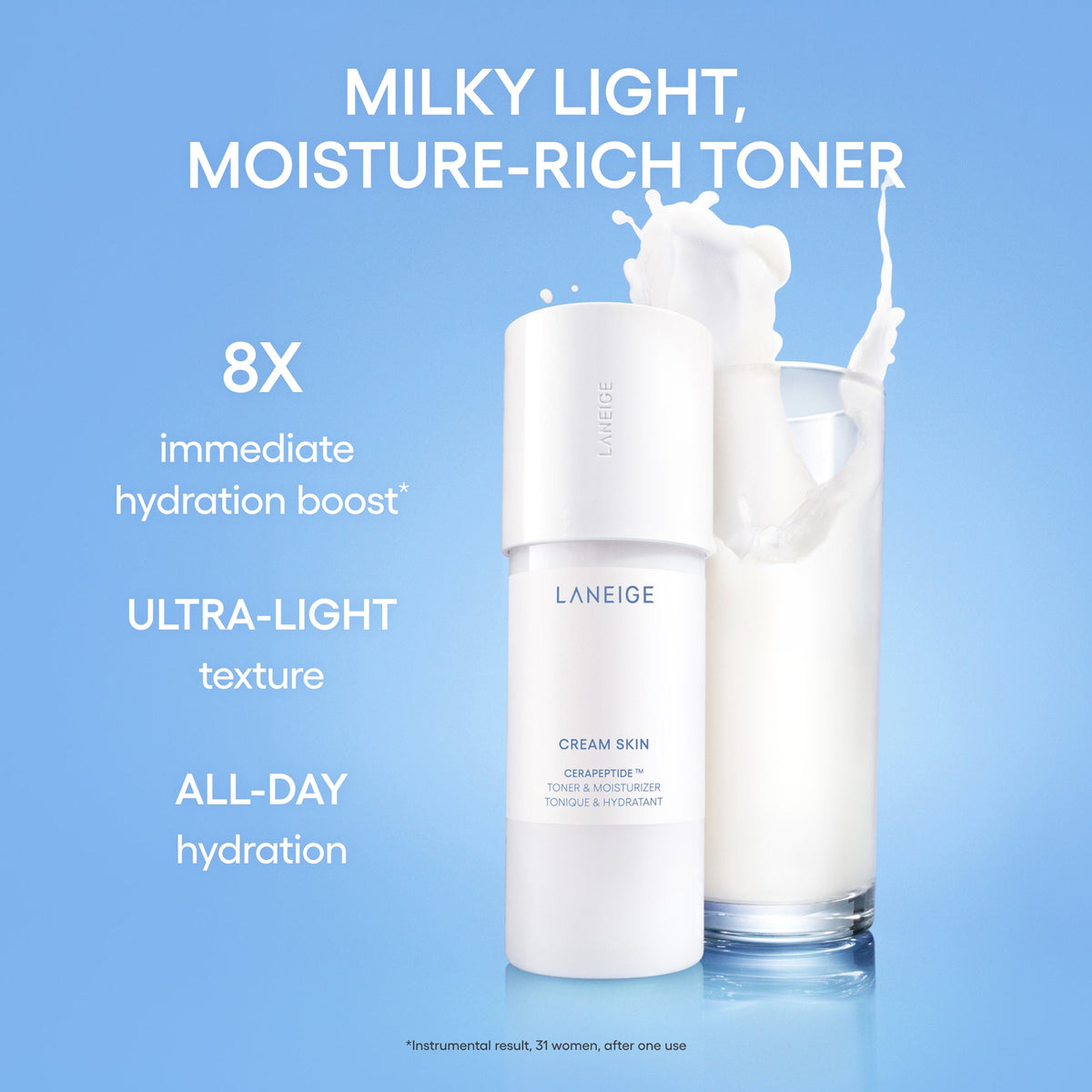 Cream Skin Milky Toner with Ceramides & Peptides for Nourishing Hydration Skincare for Your Outdoor Plans