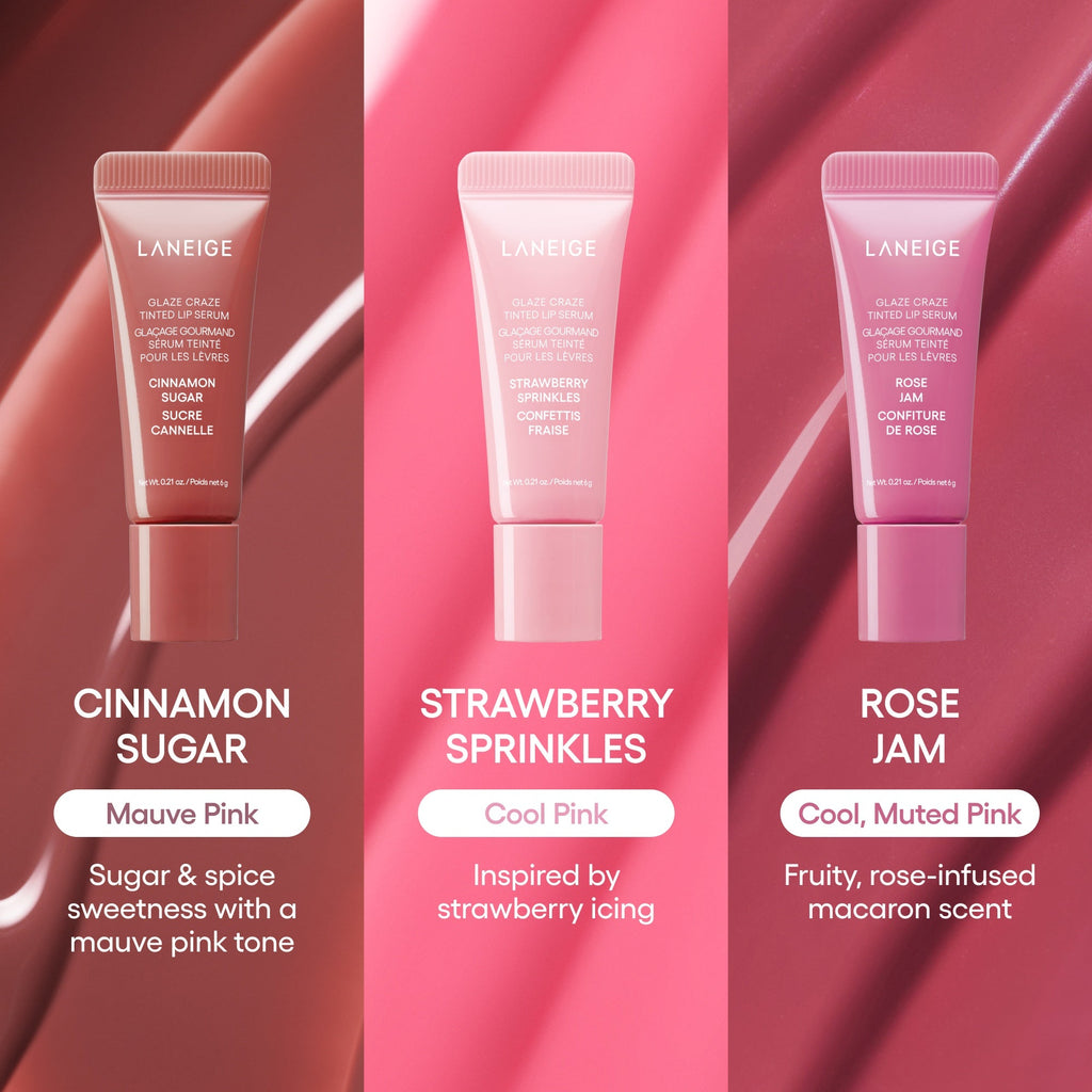 Glassy Lip Minis 3 Pc. Glaze Craze Tinted Peptide Lip Serum Gift Set Skincare for Early Starts