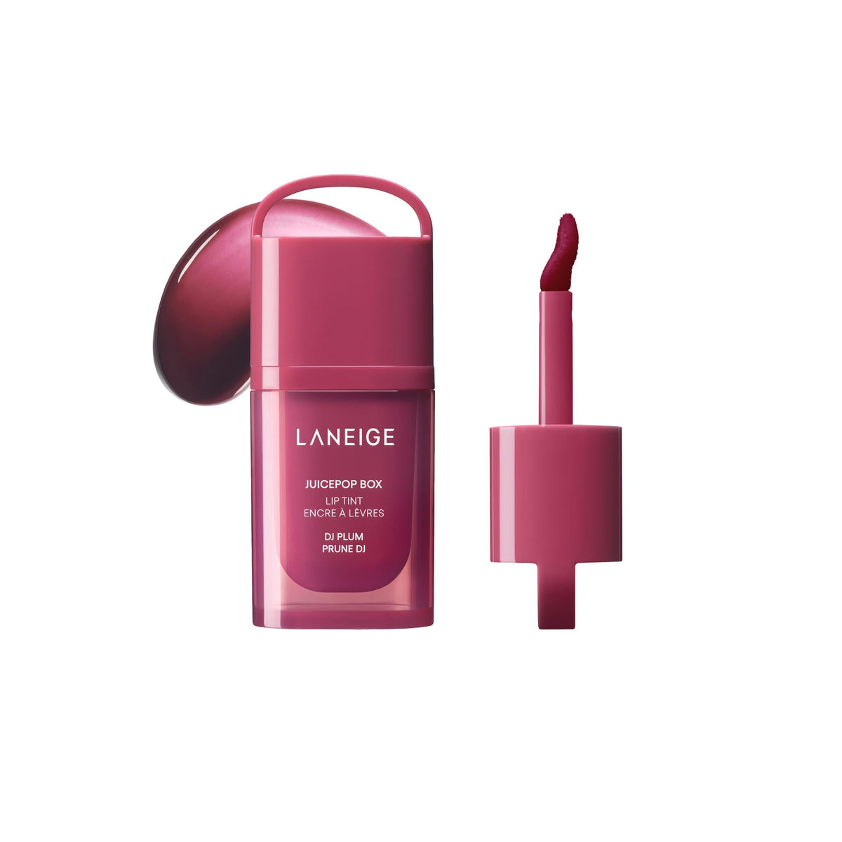 DJ Plum JuicePop Box Lip Tint swatch and applicator