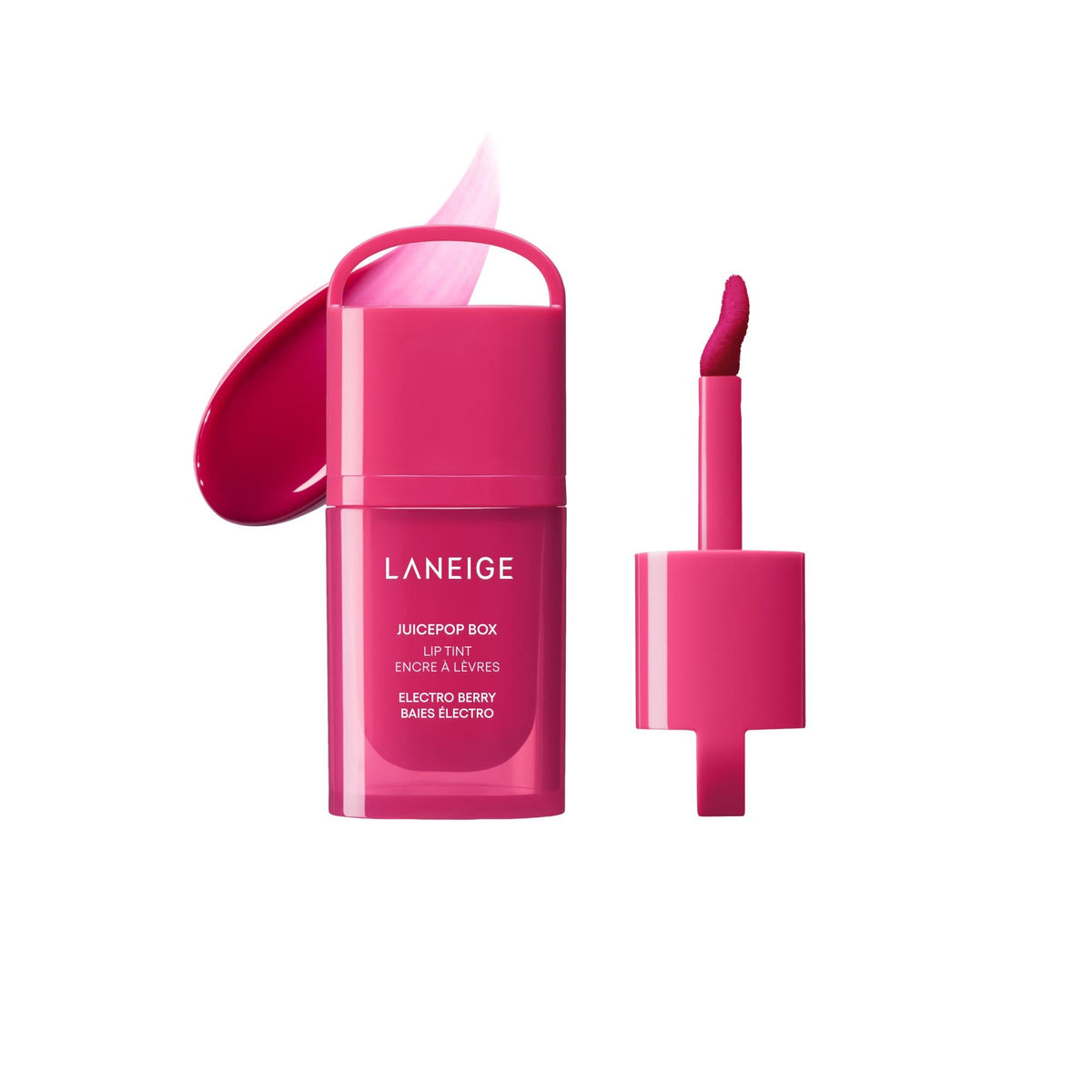 Electro Berry JuicePop Box Lip Tint swatch and applicator