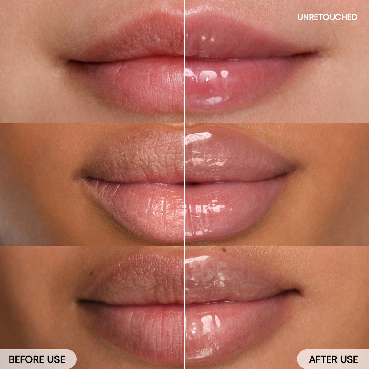 Before & After of Lip Sleeping Mask Vanilla on model