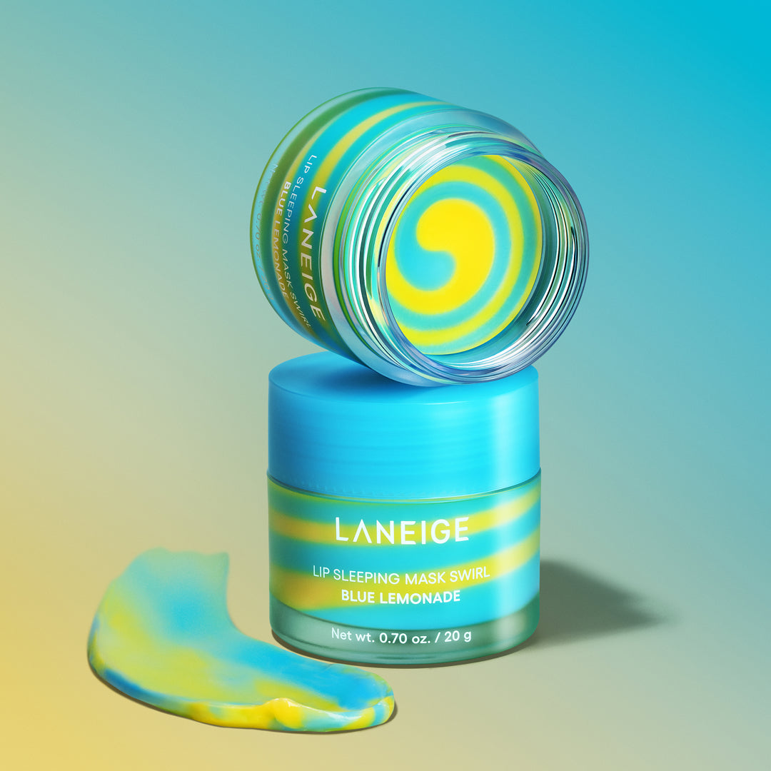 Blue Lemonade lip sleeping mask with texture swatch