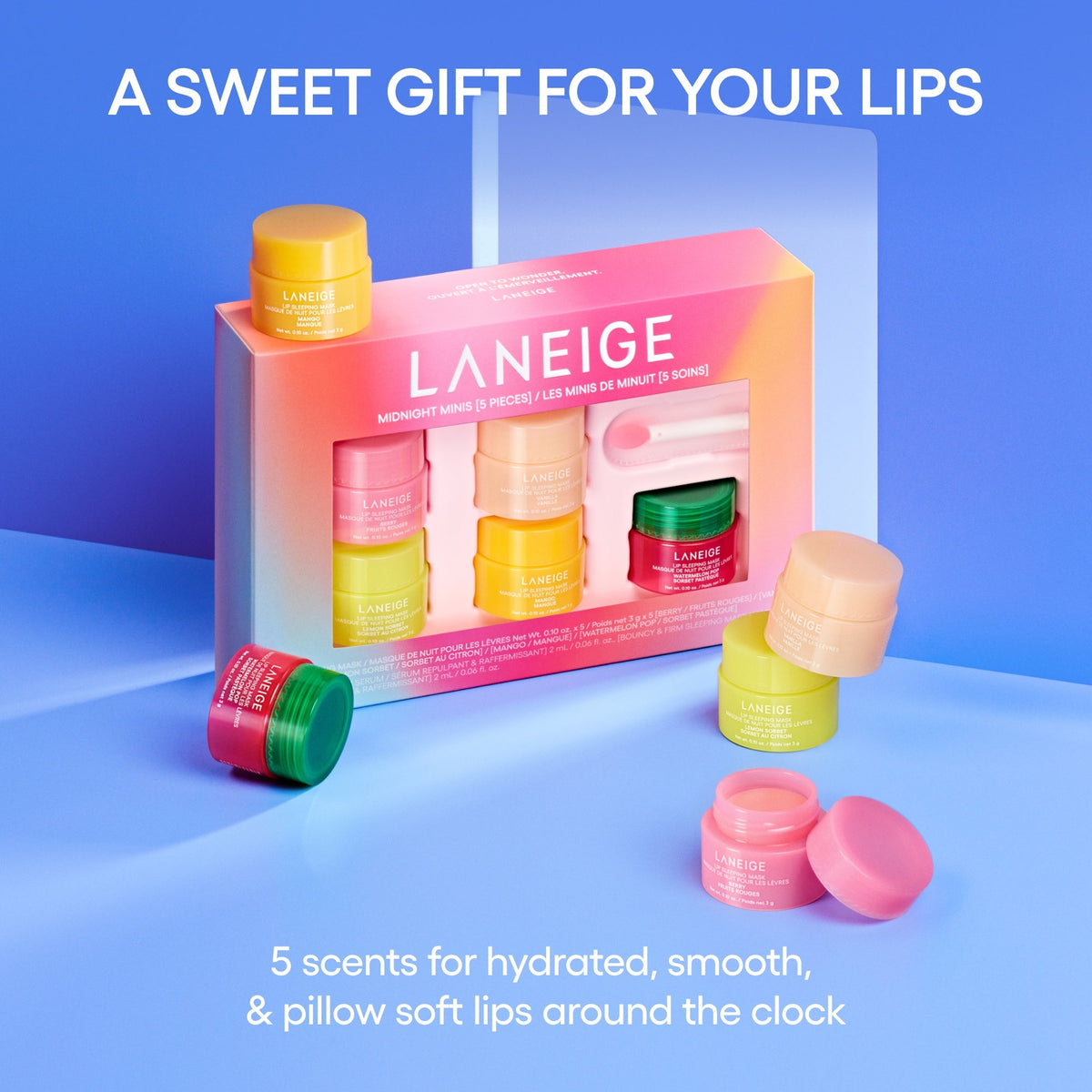 Midnight Minis Hydrating Lip Sleeping Mask Treatment 5 pc. Gift Set Your Beauty Shelf Your Way