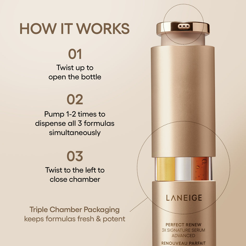 How to use Perfect Renew 3X retinol serum, AM and PM application steps