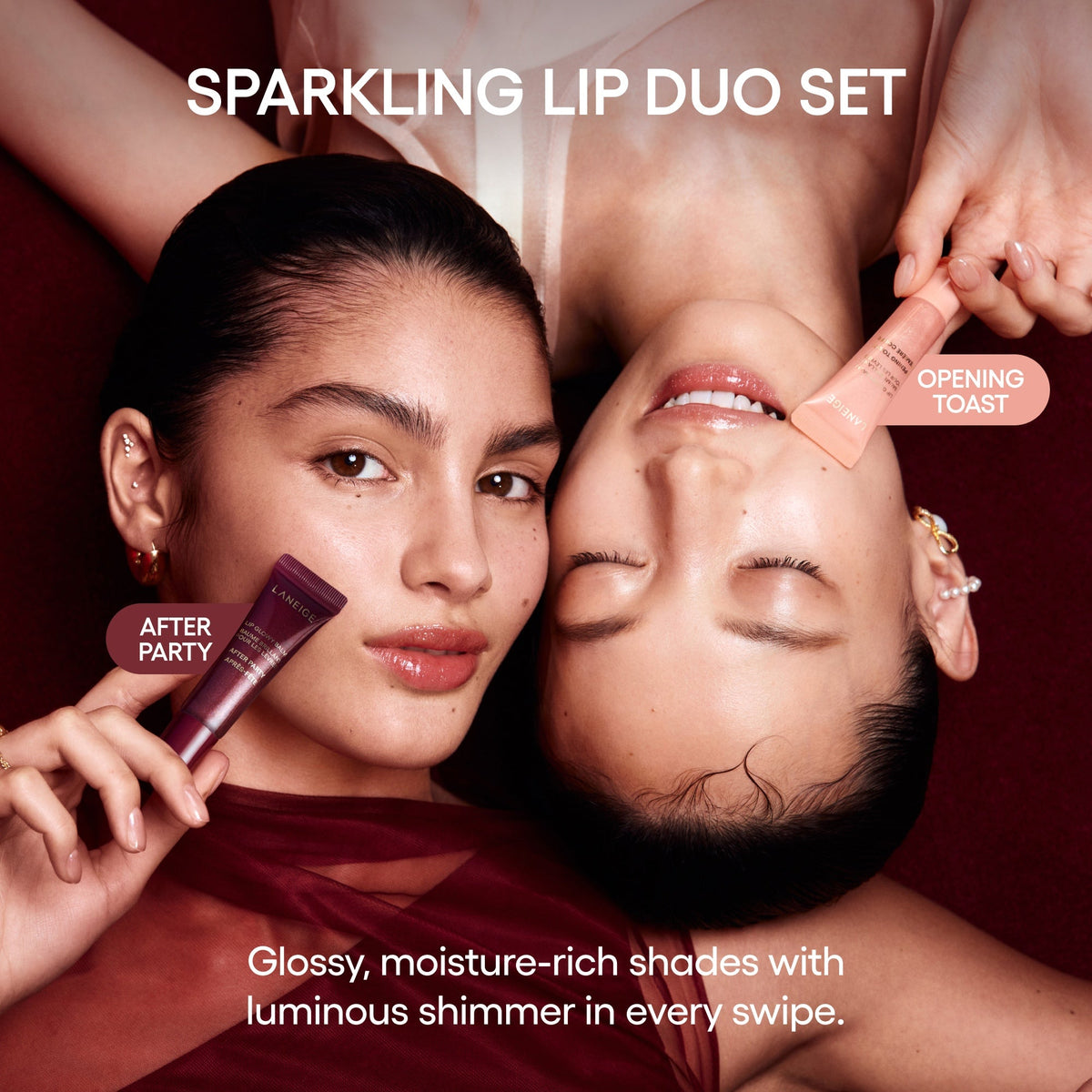 Sparkling Shimmer Lip Glowy Balm Duo Gift Set Skincare Choices for Your Morning